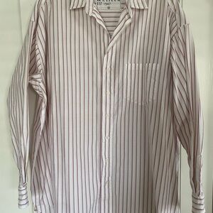 Frank & Eileen Shirley Oversized White and Red Striped Shirt